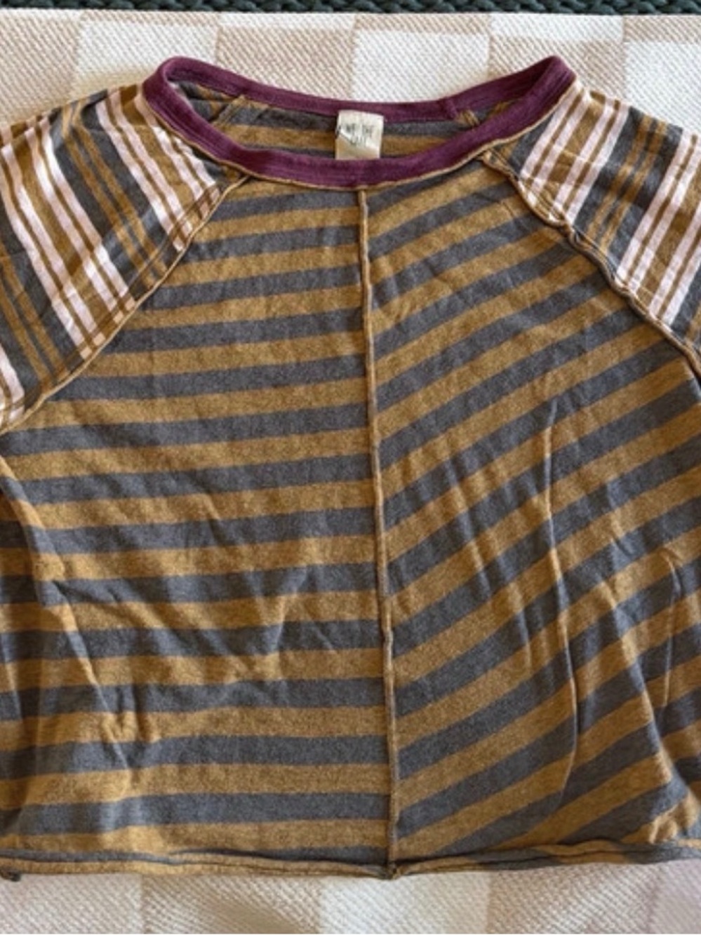 Free People Striped Tee in Mustard, Gray & Plum